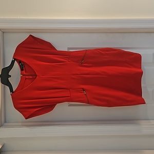 Red cocktail dress, gold zipper detailing, size M, never worn